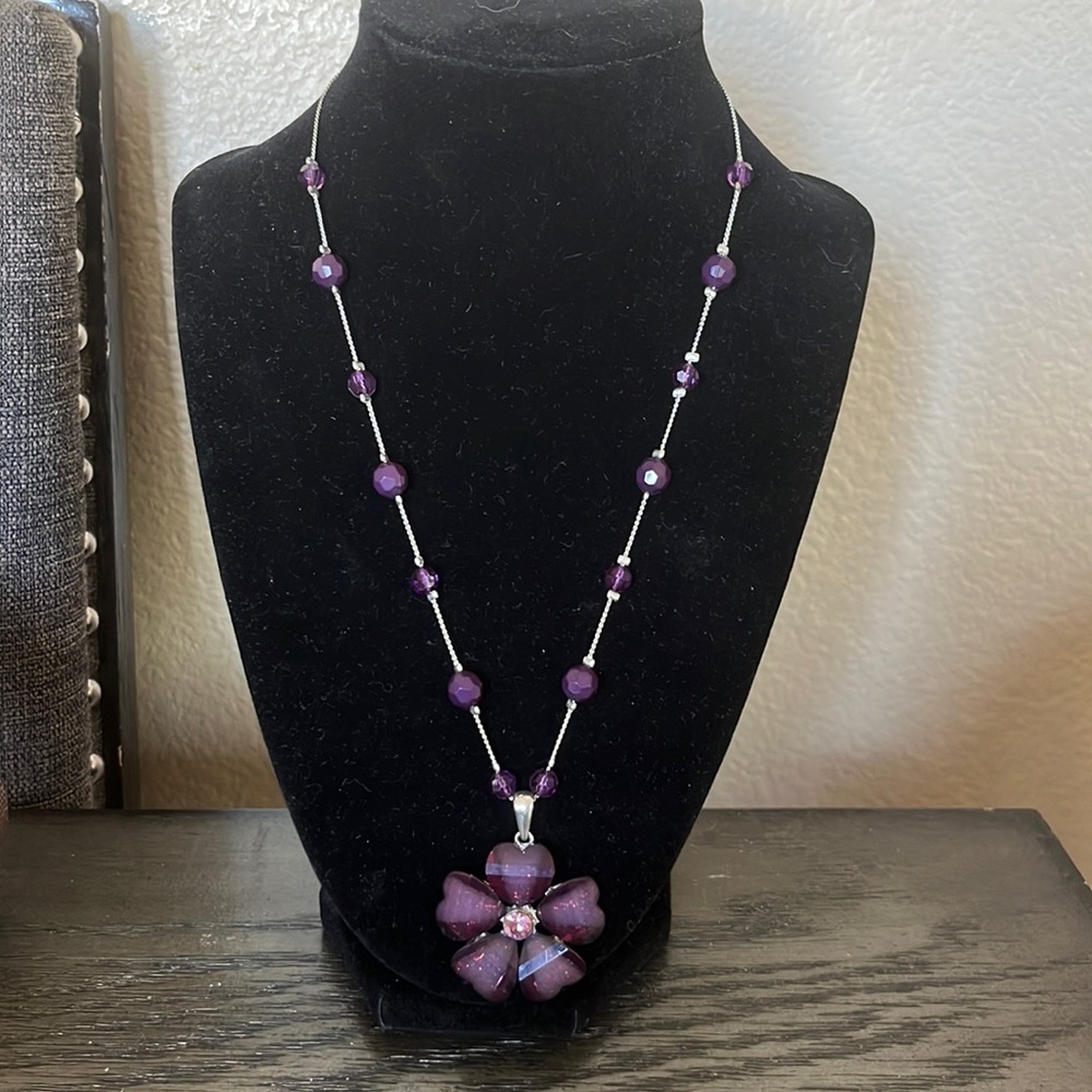 Acrylic Purple Illision Flower Necklace